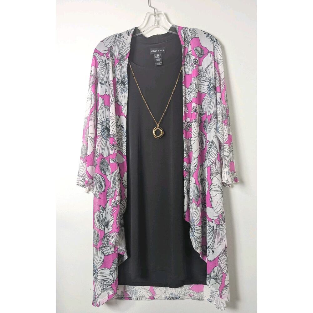 Stella & Julie Layered Dress Size 16W with Gold Tone Necklace Stretch